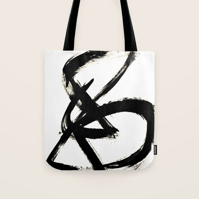 Brushstroke 3 - a simple black and white ink design Tote Bag Gallery Image 1