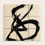 Brushstroke 3 - a simple black and white ink design Wood Wall Art Gallery Image 1