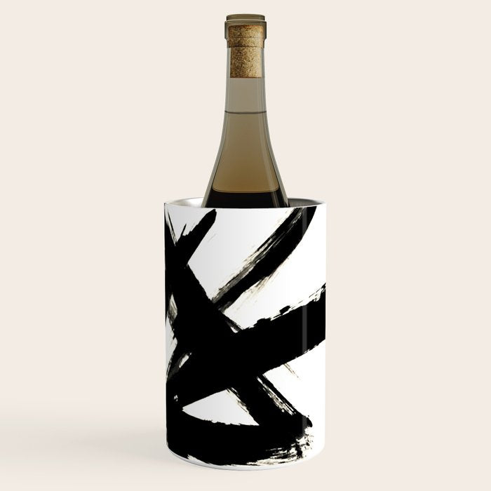 Brushstroke 3 - a simple black and white ink design Wine Chiller Gallery Image 1