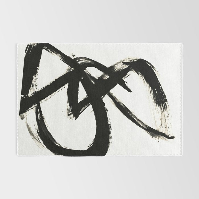 Brushstroke 3 - a simple black and white ink design Rug Gallery Image 2