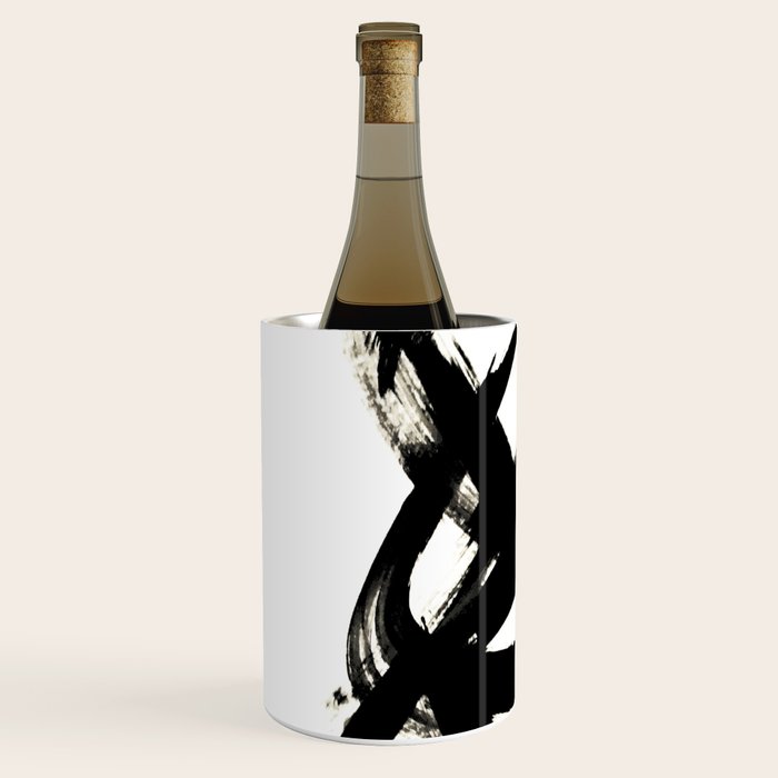 Brushstroke 3 - a simple black and white ink design Wine Chiller Gallery Image 2