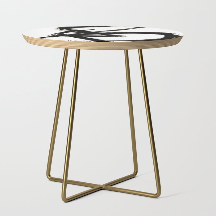 Brushstroke 3 - a simple black and white ink design Side Table Gallery Image 1