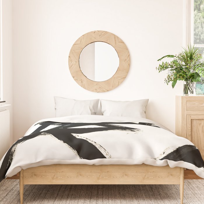 Brushstroke 3 - a simple black and white ink design Duvet Cover Gallery Image 3