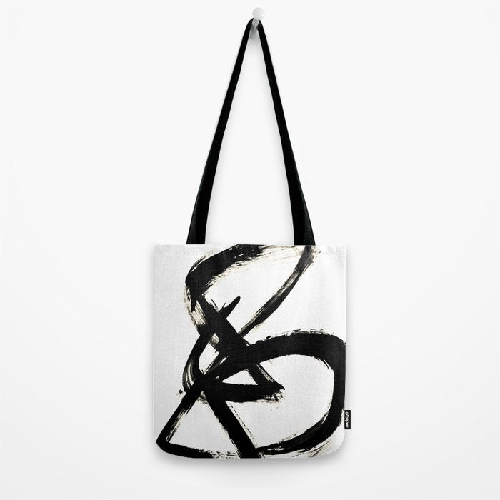 Brushstroke 3 - a simple black and white ink design Tote Bag Gallery Image 2