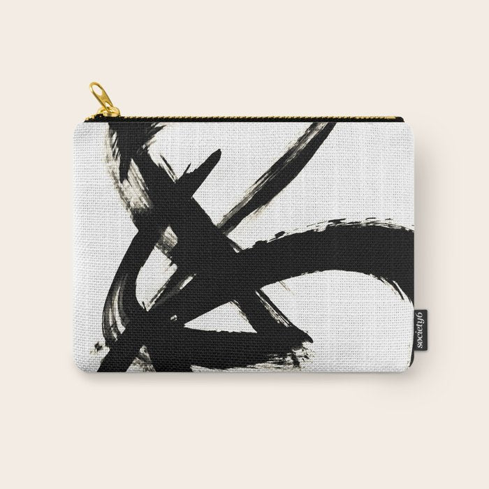Brushstroke 3 - a simple black and white ink design Carry All Pouch Gallery Image 1