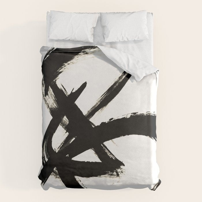 Brushstroke 3 - a simple black and white ink design Duvet Cover Gallery Image 6