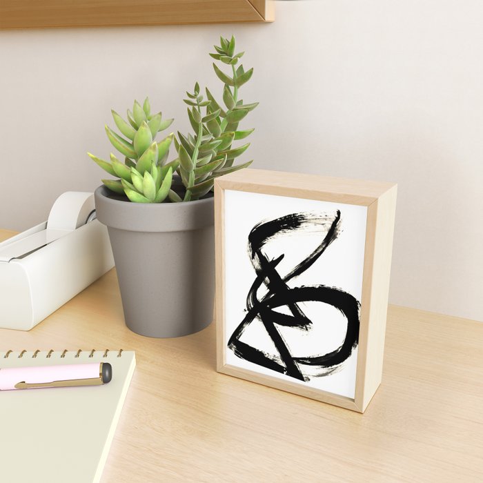 Brushstroke 3 - a simple black and white ink design Mini Art Print Gallery Image 2