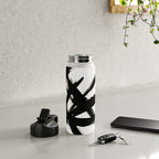 Brushstroke 3 - a simple black and white ink design Water Bottle Gallery Image 5