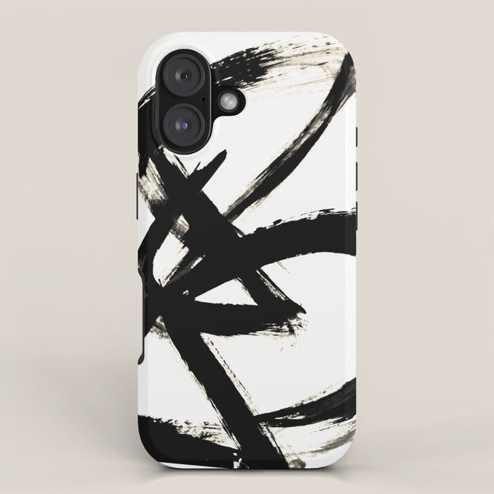 Brushstroke 3 - a simple black and white ink design iPhone Case Gallery Image 1