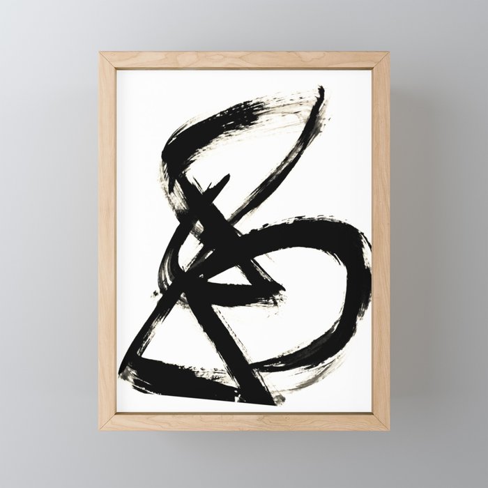 Brushstroke 3 - a simple black and white ink design Mini Art Print Gallery Image 1