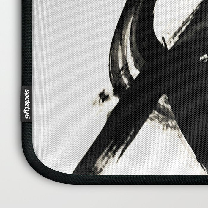 Brushstroke 3 - a simple black and white ink design Laptop Sleeve Gallery Image 3
