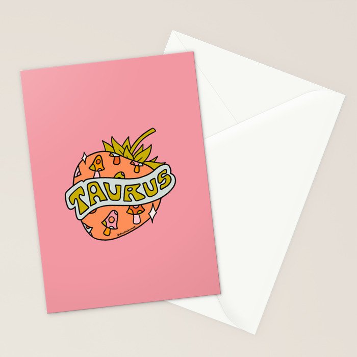 Taurus Strawberry Stationery Card Gallery Image 2