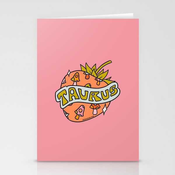 Taurus Strawberry Stationery Card Gallery Image 2