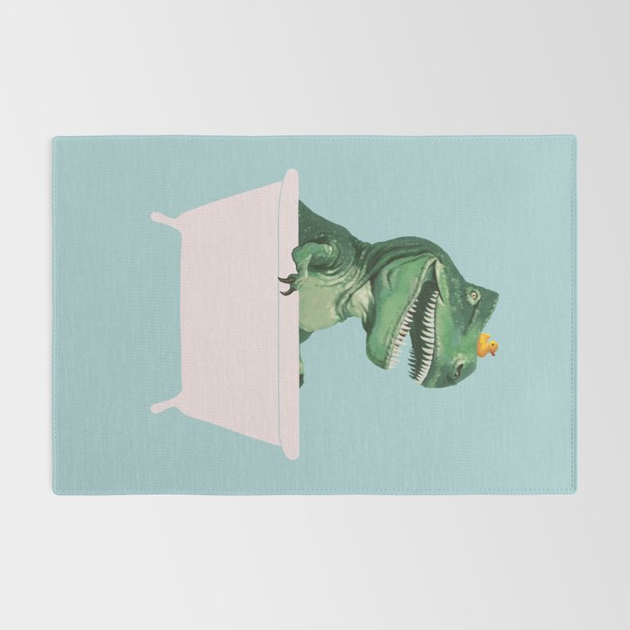 Playful T-Rex in Bathtub in Green Rug Gallery Image 2