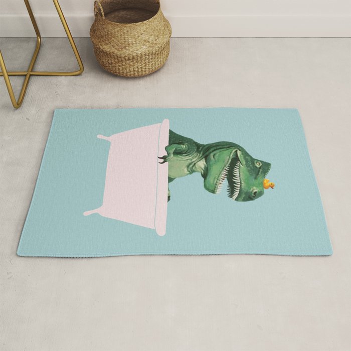 Playful T-Rex in Bathtub in Green Rug Gallery Image 1