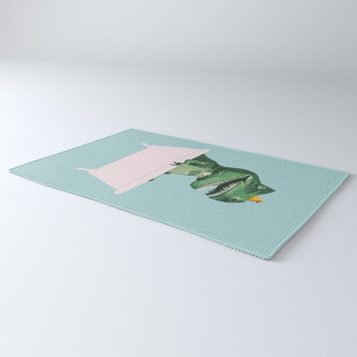 Playful T-Rex in Bathtub in Green Rug Gallery Image 3