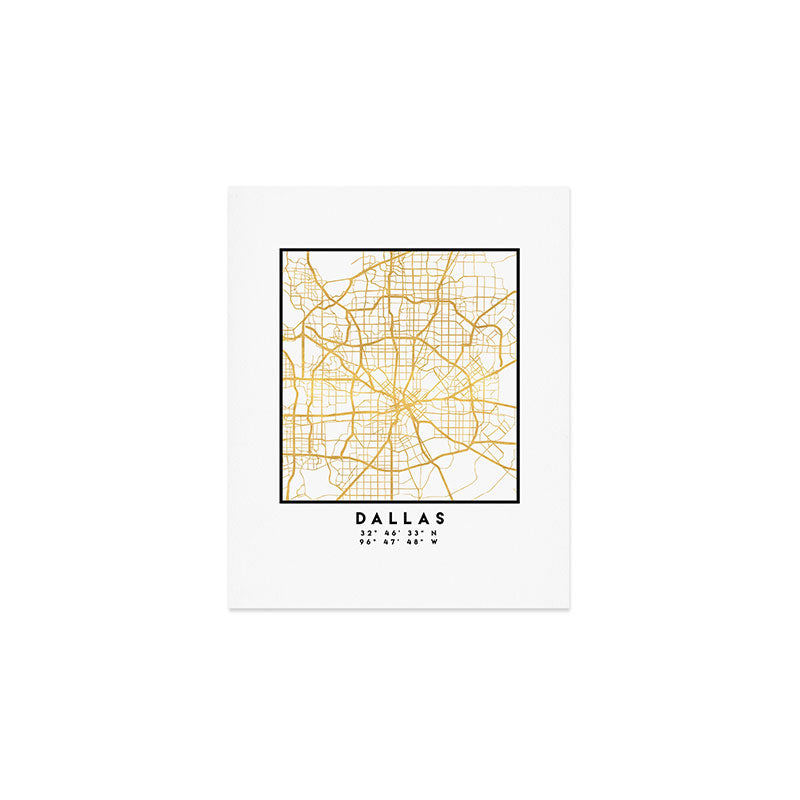 DALLAS TEXAS CITY STREET MAP ART Art Print Gallery Image 1