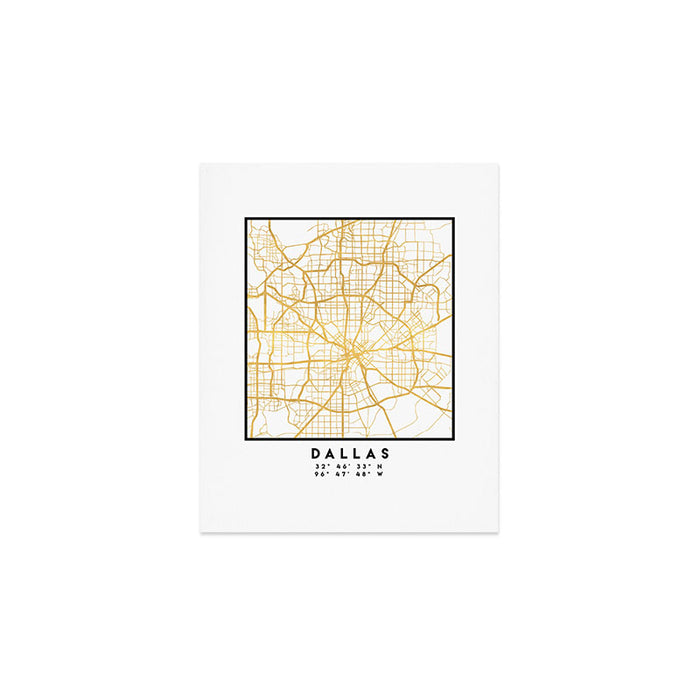 DALLAS TEXAS CITY STREET MAP ART Art Print Gallery Image 1
