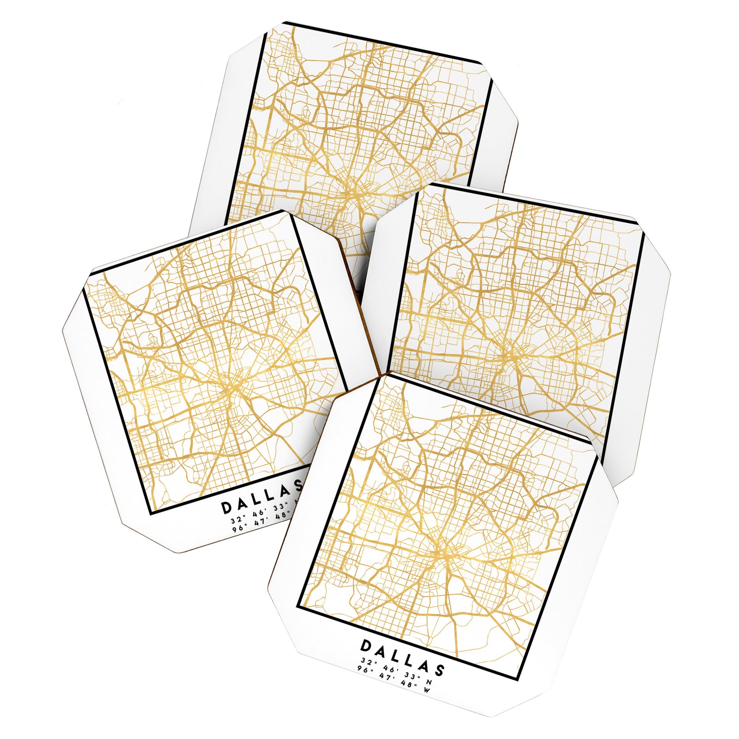 DALLAS TEXAS CITY STREET MAP ART Coaster Gallery Image 1