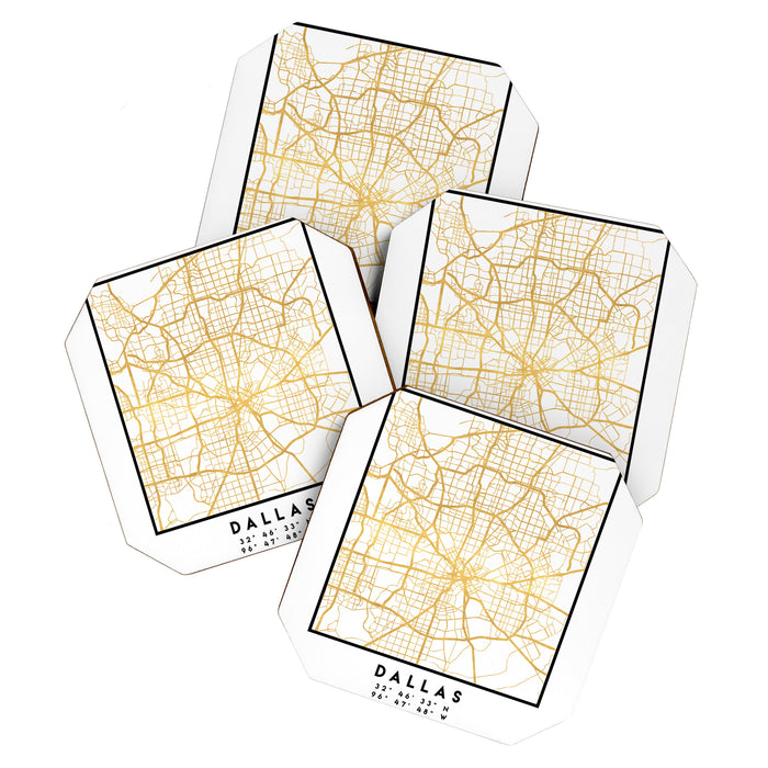 DALLAS TEXAS CITY STREET MAP ART Coaster Gallery Image 1