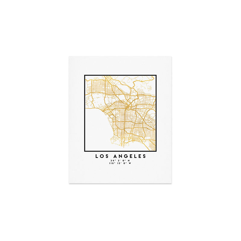 LOS ANGELES CALIFORNIA CITY STREET MAP ART Art Print