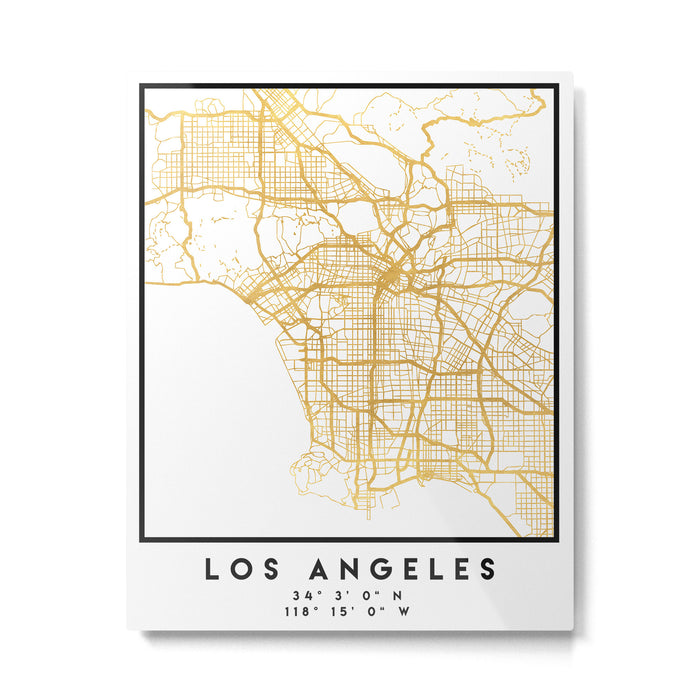 LOS ANGELES CALIFORNIA CITY STREET MAP ART Metal Print Gallery Image 1
