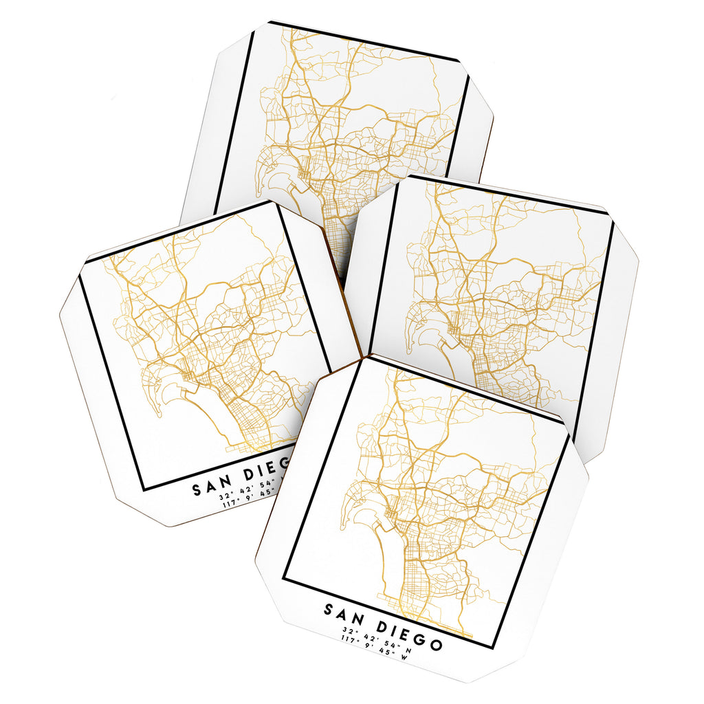 SAN DIEGO CALIFORNIA CITY STREET MAP ART Coaster Gallery Image 1