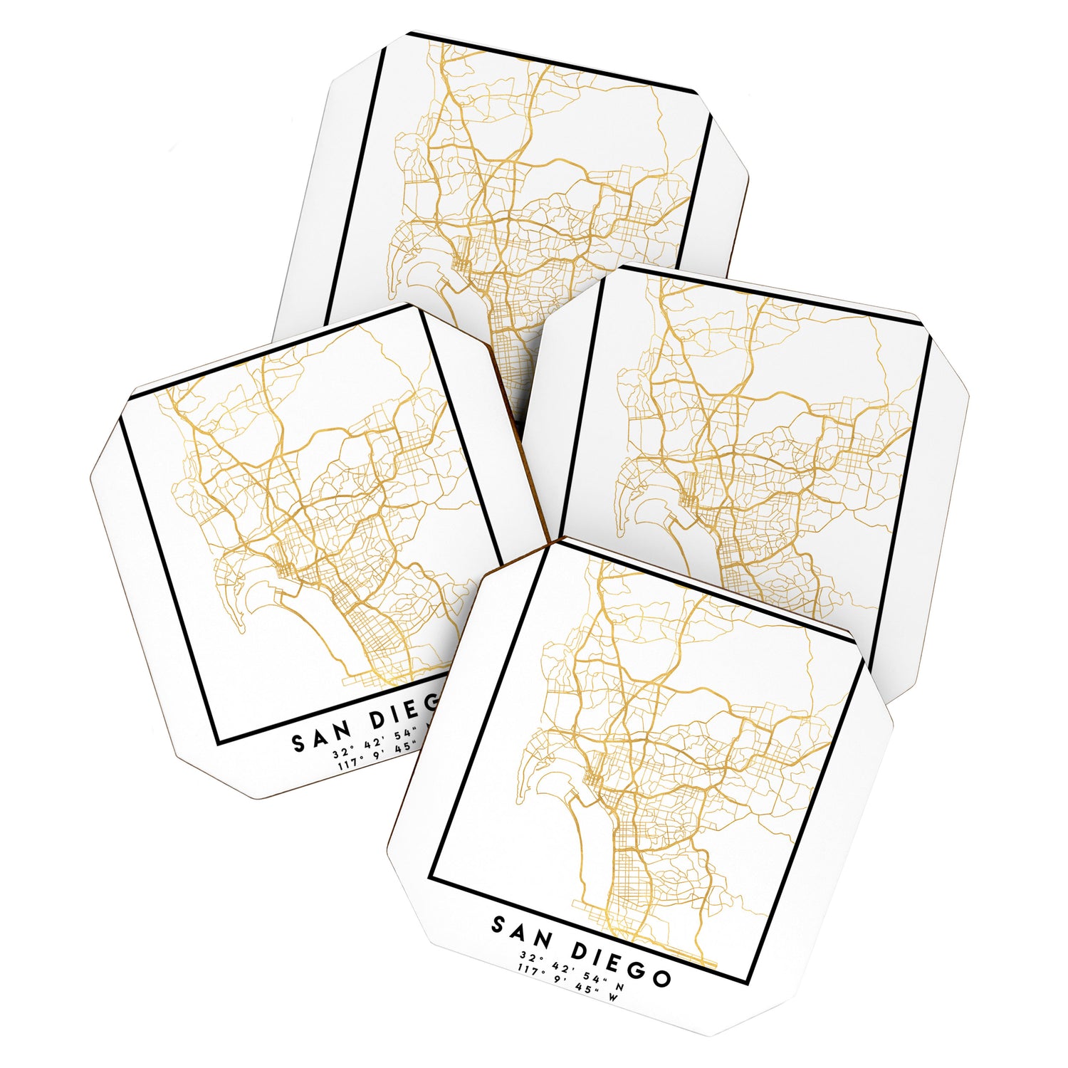 SAN DIEGO CALIFORNIA CITY STREET MAP ART Coaster Gallery Image 1