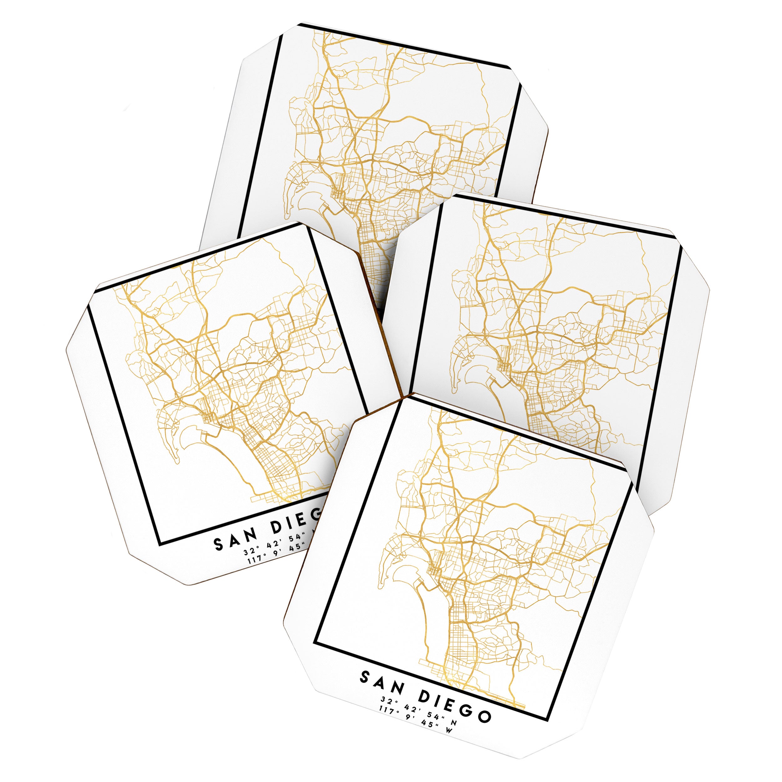 SAN DIEGO CALIFORNIA CITY STREET MAP ART Coaster Gallery Image 1
