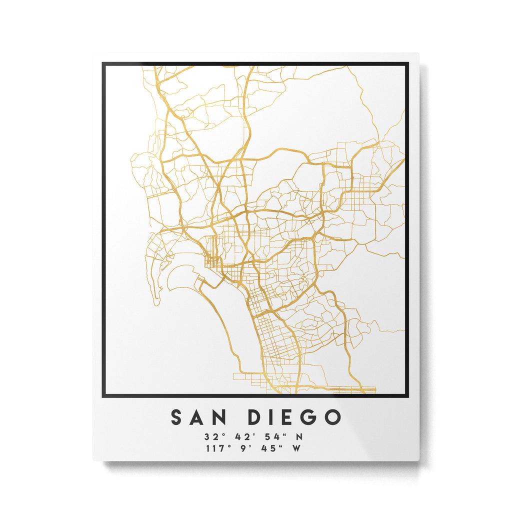 SAN DIEGO CALIFORNIA CITY STREET MAP ART Metal Print Gallery Image 1