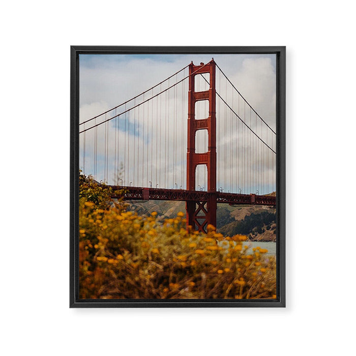 Golden Gate Bridge Through Wildflowers Framed Canvas Print Gallery Image 1