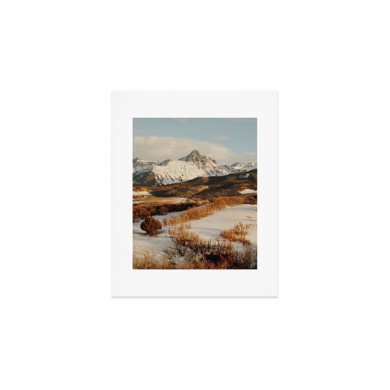 Snowy Mountain in Autumn Art Print Gallery Image 1