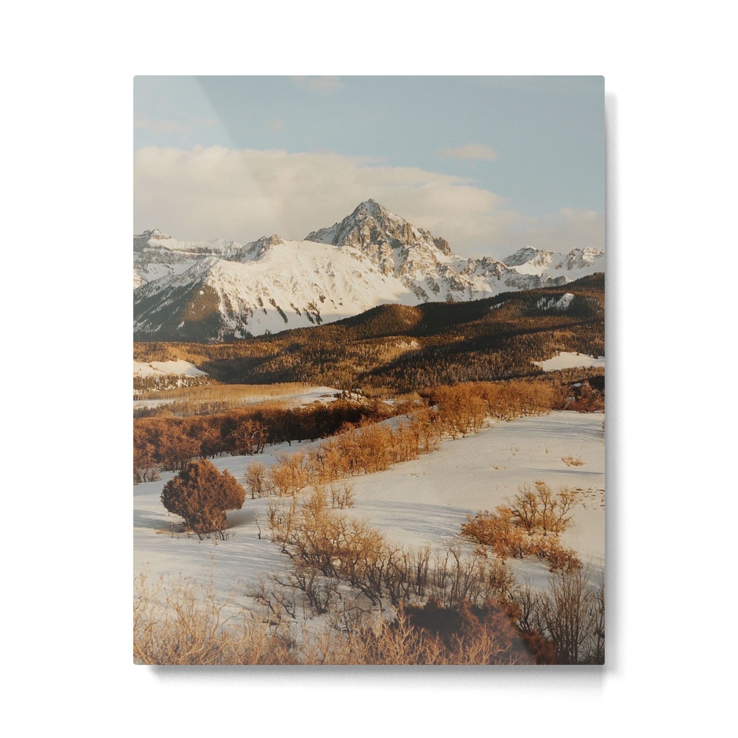 Snowy Mountain in Autumn Metal Print Gallery Image 4