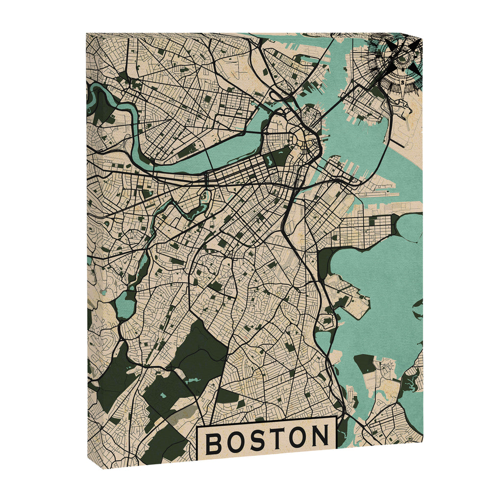 Boston City Map of the United States - Vintage Canvas Print Gallery Image 6