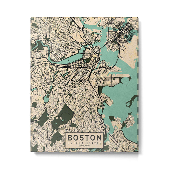 Boston City Map of the United States - Vintage Metal Print Gallery Image 1