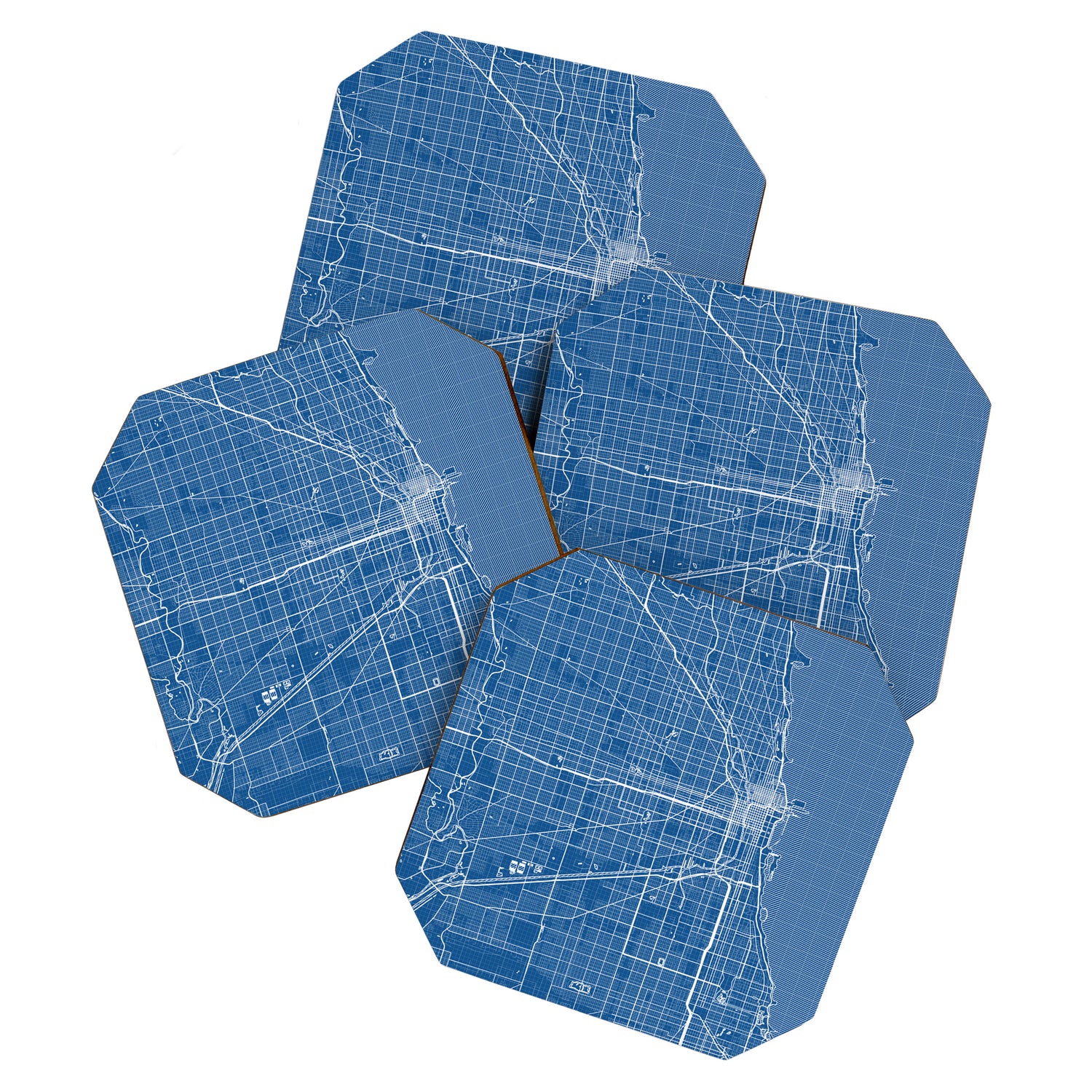 Chicago City Map of the United States - Blueprint Coaster Gallery Image 1