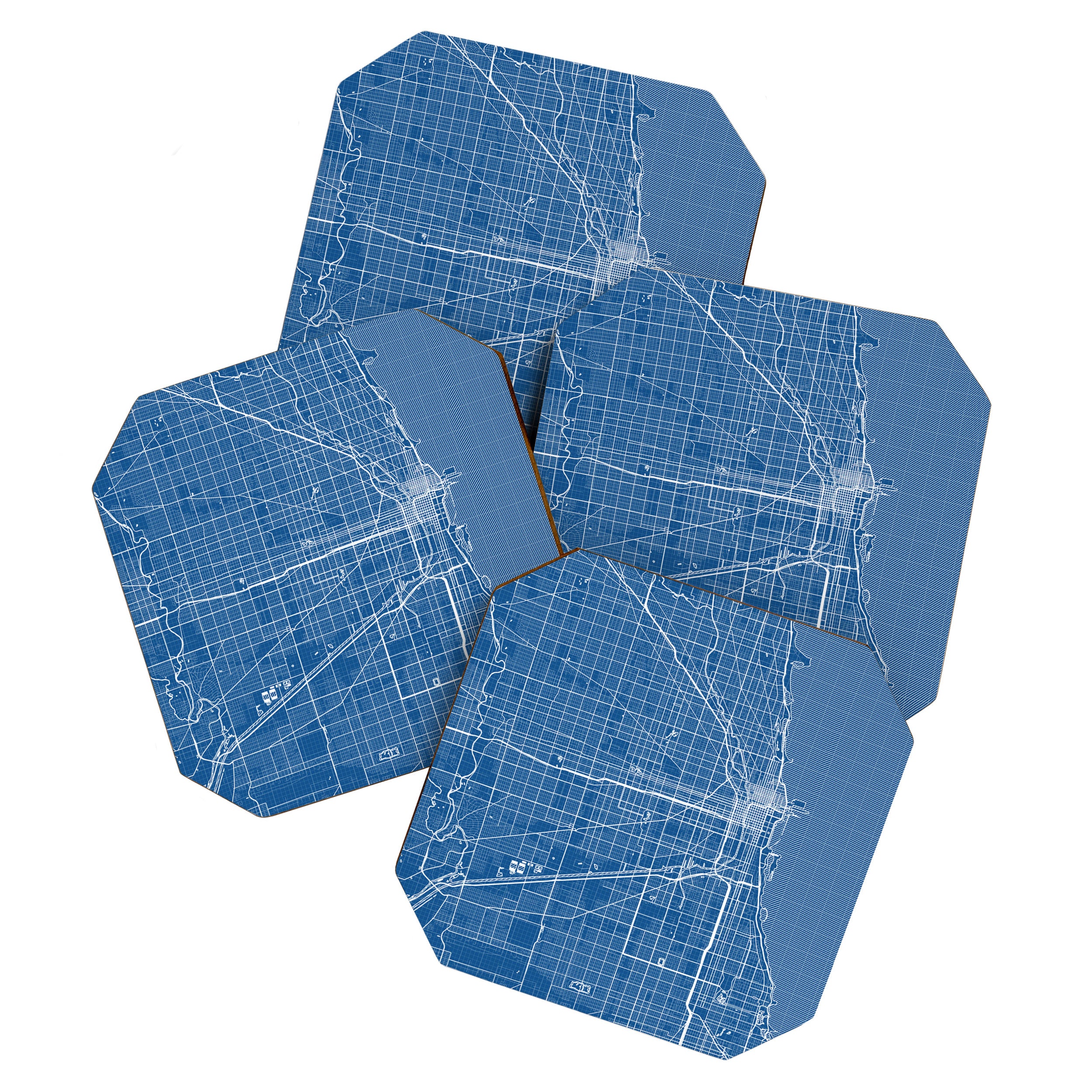 Chicago City Map of the United States - Blueprint Coaster Gallery Image 1