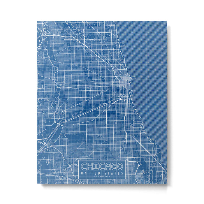 Chicago City Map of the United States - Blueprint Metal Print Gallery Image 1
