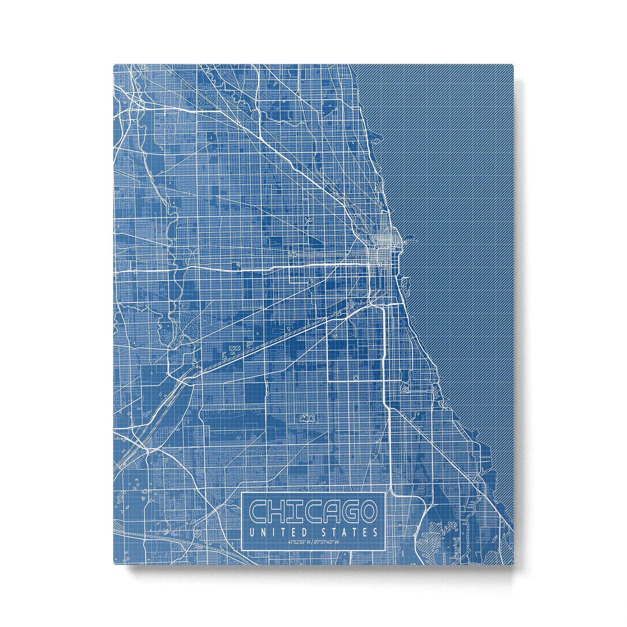 Chicago City Map of the United States - Blueprint Metal Print Gallery Image 4