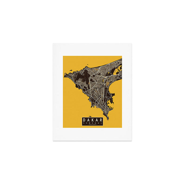 Dakar City Map of Senegal - Pastel Art Print Gallery Image 1