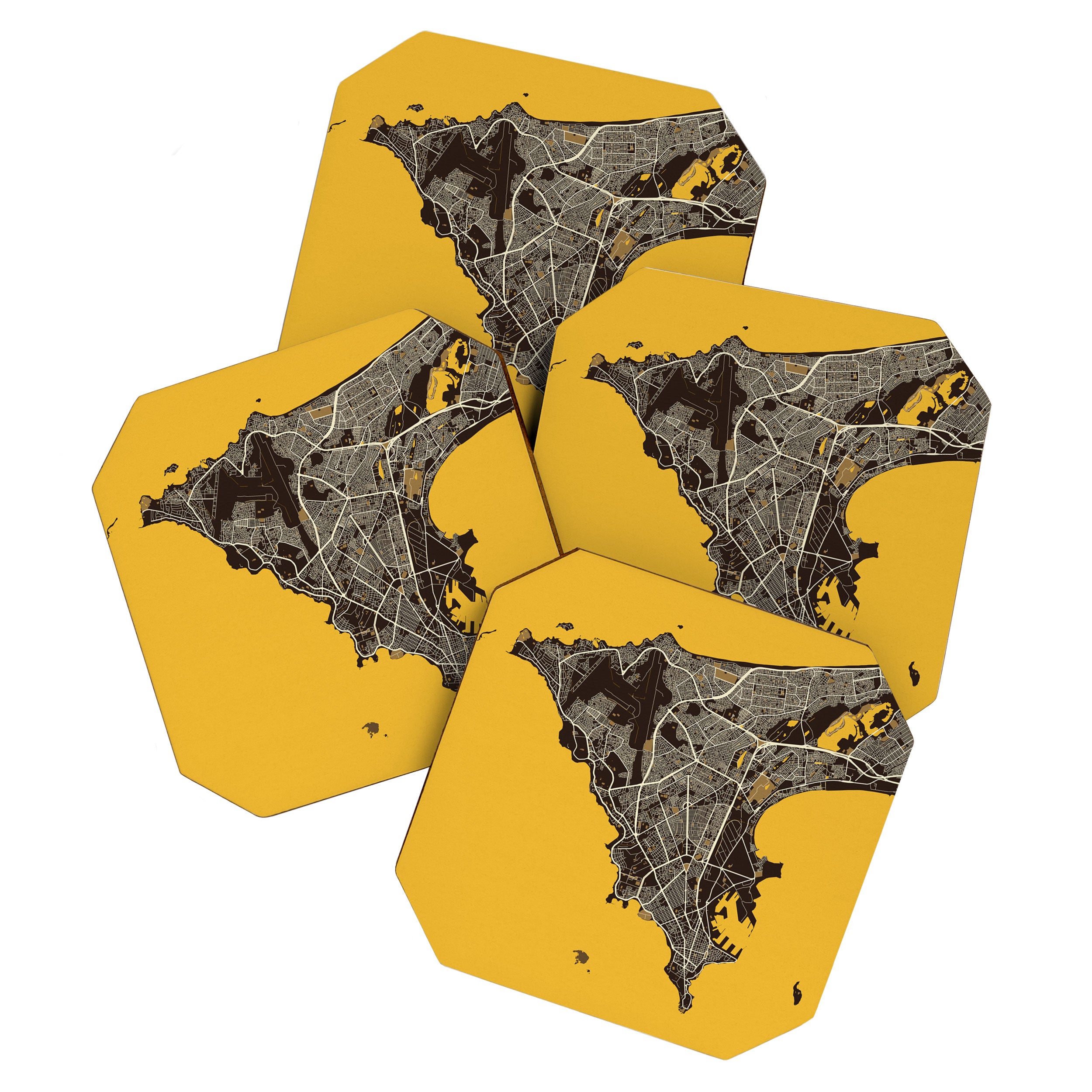 Dakar City Map of Senegal - Pastel Coaster Gallery Image 1