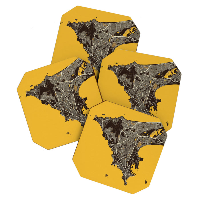 Dakar City Map of Senegal - Pastel Coaster Gallery Image 1