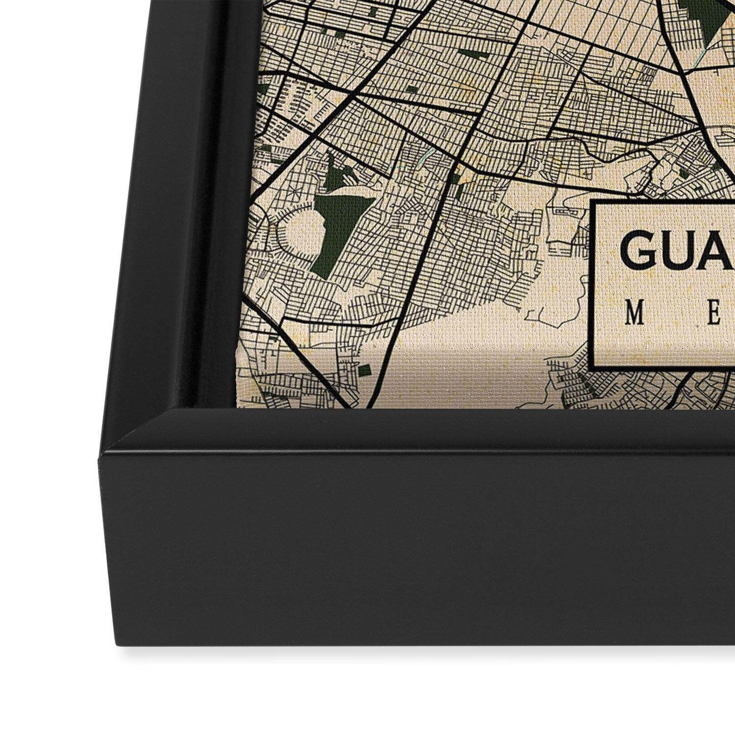 Guadalajara City Map of Jalisco, Mexico - Vintage Framed Canvas Print Gallery Image 3