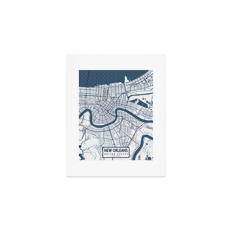 New Orleans City Map of Louisiana, USA - Coastal Art Print Gallery Image 1