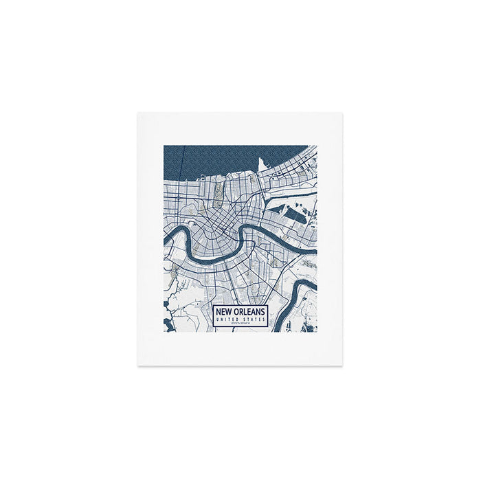 New Orleans City Map of Louisiana, USA - Coastal Art Print Gallery Image 1