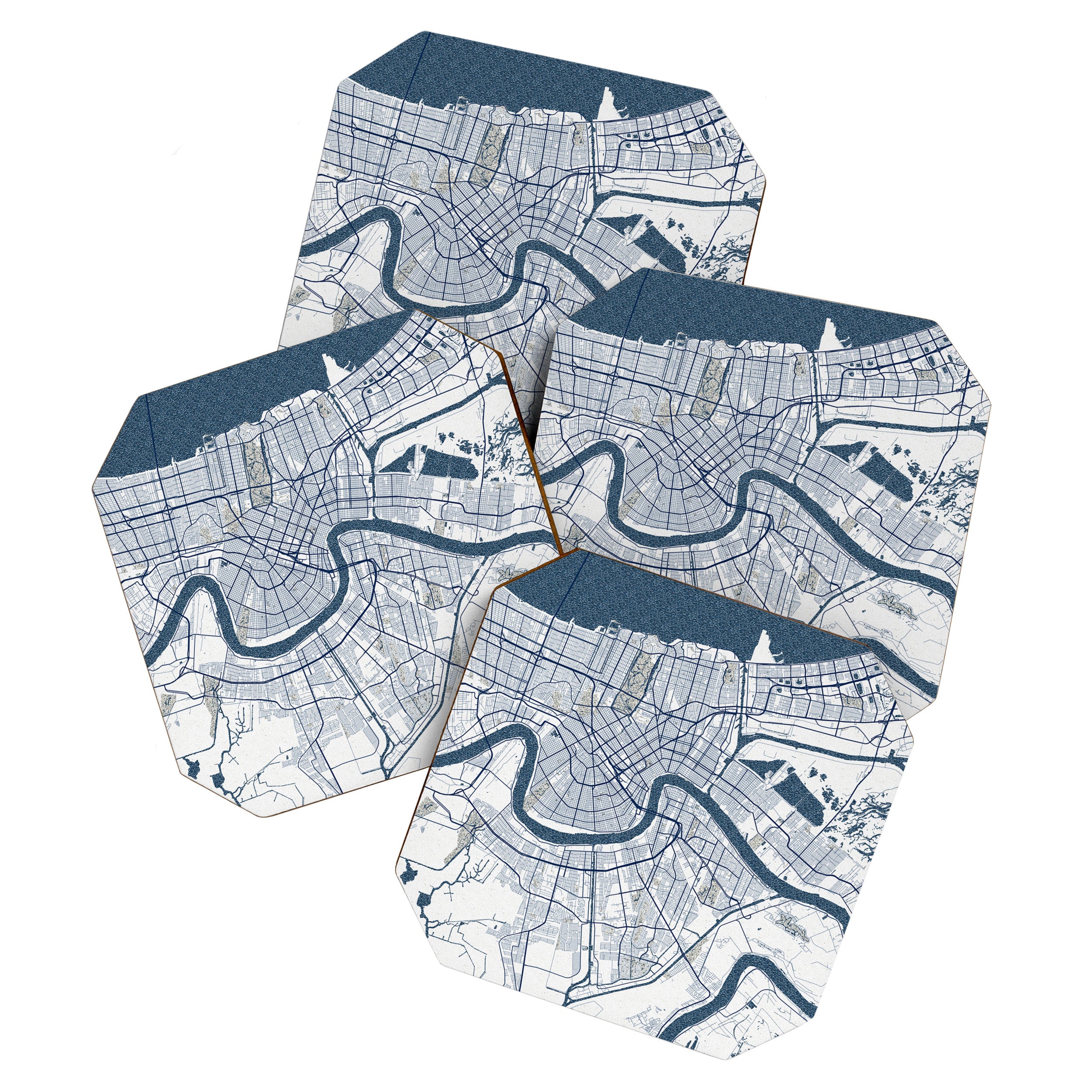 New Orleans City Map of Louisiana, USA - Coastal Coaster Gallery Image 1