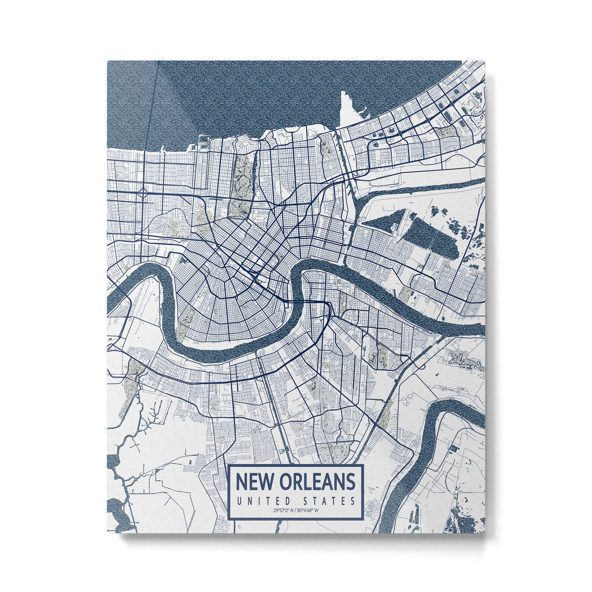 New Orleans City Map of Louisiana, USA - Coastal Metal Print Gallery Image 4