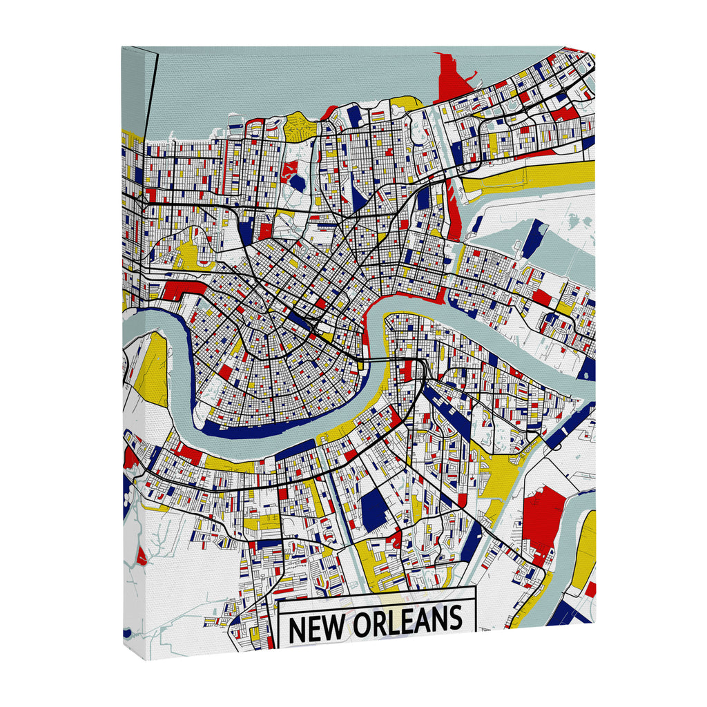 New Orleans, Louisiana City Map - Mondrian Canvas Print Gallery Image 6