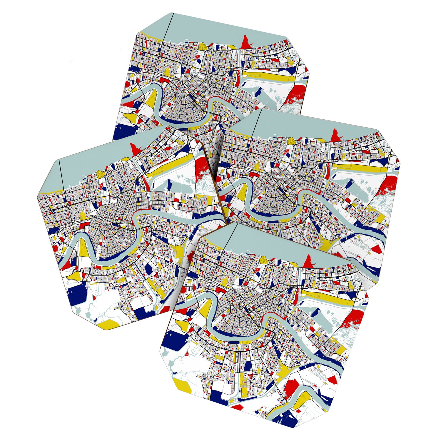New Orleans, Louisiana City Map - Mondrian Coaster Gallery Image 1