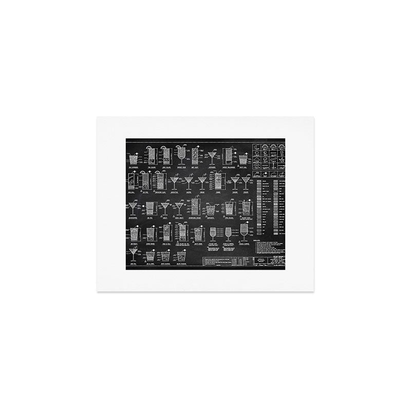 Black Cocktail Recipes Guide Art Print Gallery Image 1